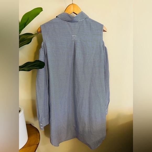 SOFT SURROUNDINGS Striped Cold Shoulder Tunic Dress Blouse Size L - Picture 3 of 9
